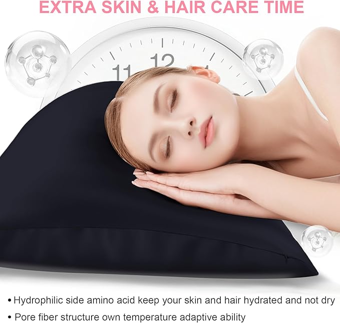 Mulberry Silk Pillow Cases 2 Pack Queen Size 20x30 Inches with Hidden Zipper, Ultra Smooth and Soft Breathable Cooling Silk Satin Pillowcase Set of 2, Better for Hair and Skin, Gifts for Women Men