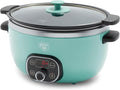 GreenLife 8QT Slow Cooker, Non-Toxic PFAS-Free Ceramic Nonstick Removable Interior Bowl, Programmable, Family Friendly, Keep Warm, Stovetop & Oven Safe, Dishwasher Safe Parts, Glass Lid, Turquoise