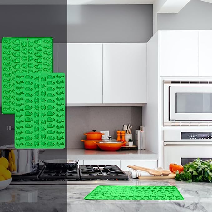 2 Pack Mini Silicone Molds Frog, Lizard, Snails Gummy Molds for Chocolate, Fondant, Candy, Biscuits, Cookie, Jelly and Dog Training Commands Concept(Snail/Frog/Lizard)