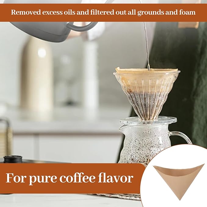200 Pcs Pre-Folded Unbleached Coffee Filters, Brown Square Disposable Paper Pour Over Coffee Filter, 5-13 Cups Drip Percolator Coffee Filters, Filter for Pour-Over Coffee Makers Home Office