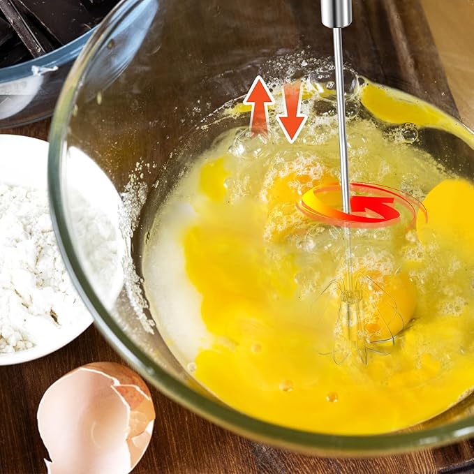 Stainless Steel Egg Whisk, 14 Inch Hand Mixer Whisk, Upgraded Semi-automatic Whisk, Ideal For Blending, Whisking, Baking tool, Beating Eggs, Butter & Milk, Suitable For Home Kitchen Use.
