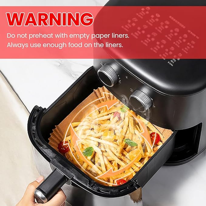505 PCS Air Fryer Liners Disposable, 8 inch Square Parchment Paper Liners, Heavy-Duty Air Fryer Liners for 5-8 QT Basket, Non-Stick & Oil-Proof Parchment Paper for Microwave