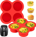 2 Pack Air Fryer Egg Bite Molds, 4-Cup Mini Round Muffin Pans Silicone Baking Molds for for Oven, Air Fryer and Pot