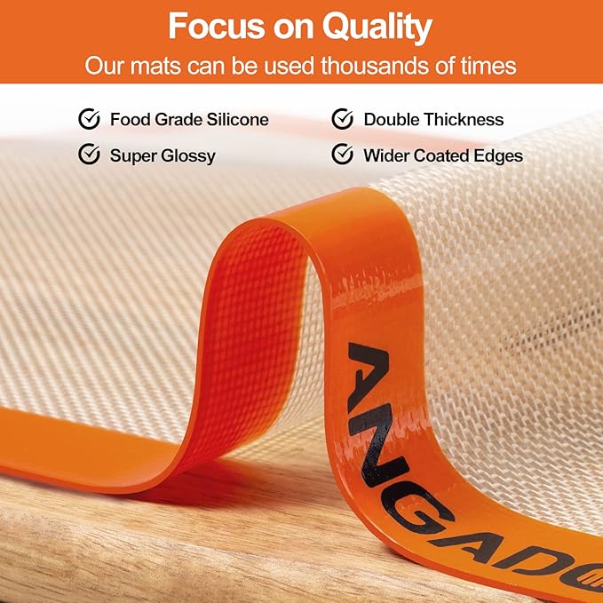 Silicone Baking Mat Sheets Set, Easy Clean &Non-Stick Food Grade Reusable Baking Mat, 2 Half Sheet Baking Mats Silicone for Oven, Macarons, Cookies and Pastry