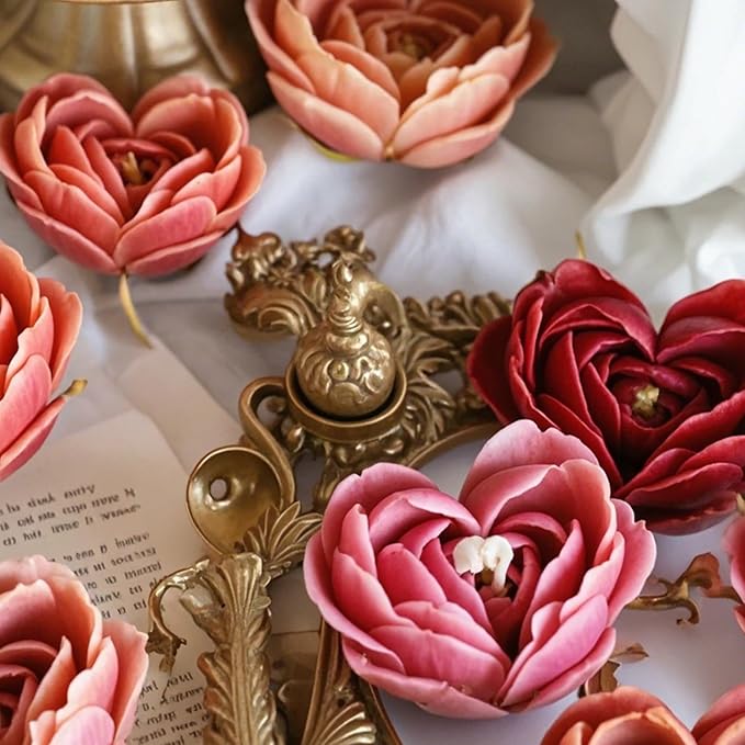 2Pcs Heart Flower Candle Wax molds Silicone Shapes for Candle Making Valentine Day Large Flower Candle Making Valentine Silicone Wax Mold for Candles moldes de silicona para velas