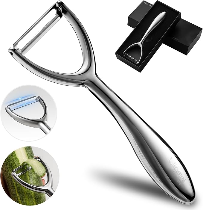 LIIGEMI Vegetable and Fruit Peeler，Comfortable Y Shaped Hand Peeler for Kitchen，Stainless Steel Veggie Potato Peeler