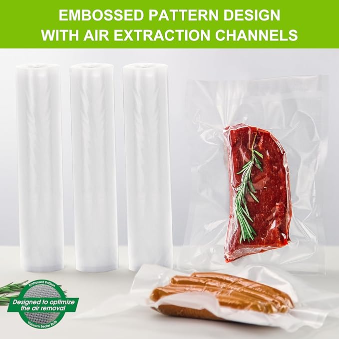 MAGIC SEAL Vacuum Sealer Bags, 3 Rolls 10’’ × 16.4’ Textured Vac Seal Bags for Food Storage or Sous Vide, BPA Free, Commercial Grade - NOT Work with MAGIC SEAL MS175 Vac Sealers