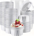 EUSOAR Aluminum Foil Baking Cups, 400pcs 5oz Disposable Mini Ramekins Cupcake Liners with Lids for Baking, Dessert Containers Aluminum Cheesecake Pan Creme Brulee Cup for Oven-Silver