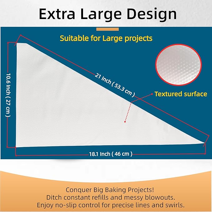 XL 21 Inch Extra Large Piping Bags,100 Pack Disposable Pastry Bags,Thick Anti-Burst Icing Piping Pastry Bags For Frosting Decorating Cake Cupcake Cookie (XL 21 Inch-100 Pack)