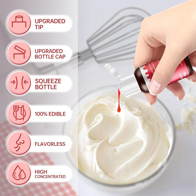 Gel Food Coloring Set - 24 Colors Concentrated Vibrant Edible Food Grade Dye for Baking, Cake, Cookie Decorating, Fondant, Icing, Frosting, Macaron, DIY Crafts - 16.23 fl.oz (20ml/Bottle)