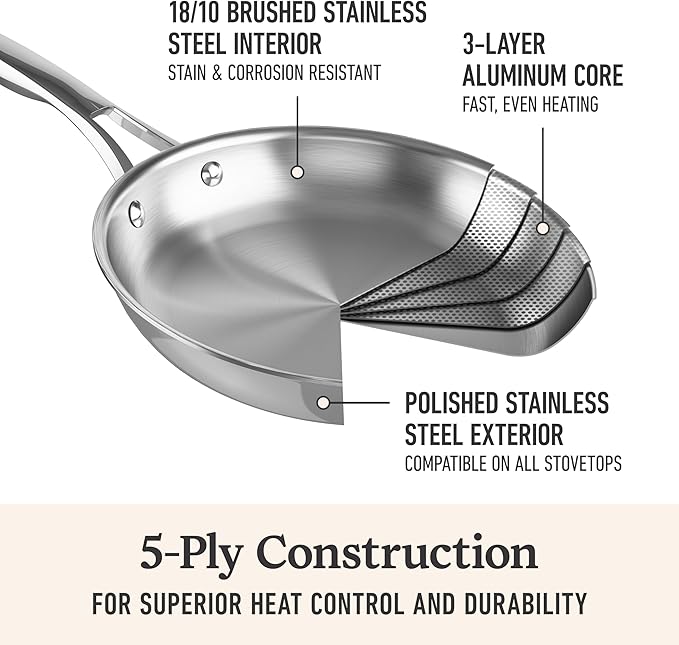 Premier Stainless Steel 3-Piece Fry Pan Set