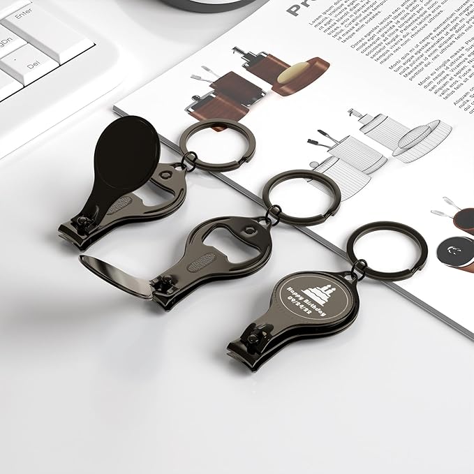 80pcs Personalized 4 in 1 Multi Function Bottle Opener, Nail Clipper, Wedding Favors Brewery, Private Customized, Black, Multitool Gifts for Men