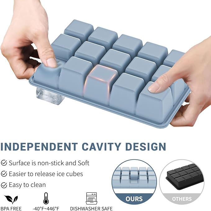 Silicone Ice Cube Tray 3 Pack - EASY RELEASE ice cube tray with lid, BPA Free Ice Cubes Trays for Freezer,ice cube mold for Cocktail,Whiskey (Blue+Pink+Green)