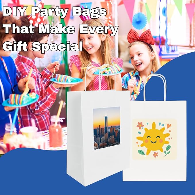 ASSUREPAK White Paper Bags - 250 Bags - 13"x7"x17" - 74 LB Weight basis (110 GSM strong) Twisted Handle - Gift Bags for Decorating, Birthdays & Events - 13717WHITEPAPTHDL