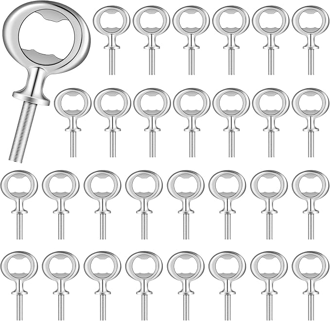 Metal Bottle Opener Kit Blank Bottle Opener Stainless Steel Open Inserts Hardware for Wedding Wine Party DIY Project Craft Wood Turning(Silver,30 Pieces)