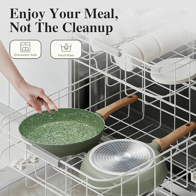 10.25 Inch Nonstick Frying Pan Skillet, 4mm Thick Aluminum Cookware with PFOA-Free Non-Toxic Coating, Induction Compatible, Dishwasher Safe, Bakelite Handle for Eggs & Pancakes, Green