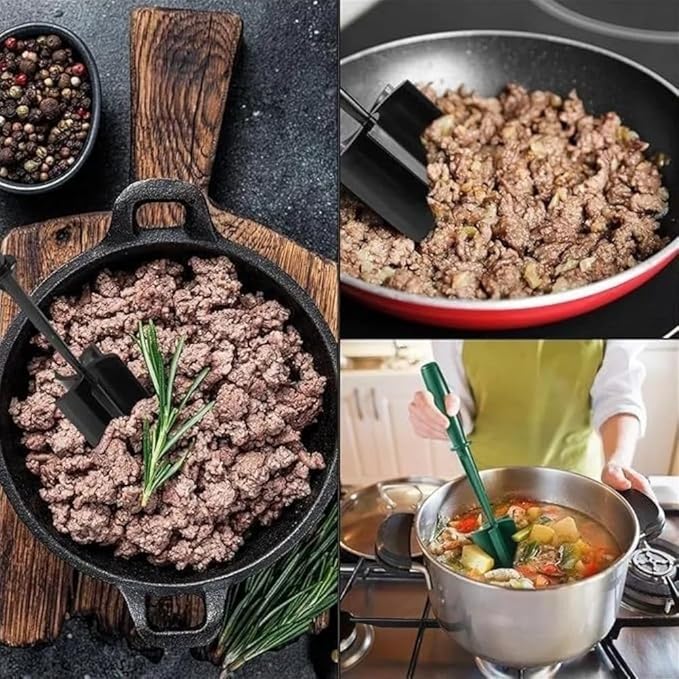 Ground Beef Chopper Tool, Meat Chopper, Hamburger Smasher Tool, Meat Masher Kitchen Tool, High Temperature Resistance, Scratch Resistant(2PC)
