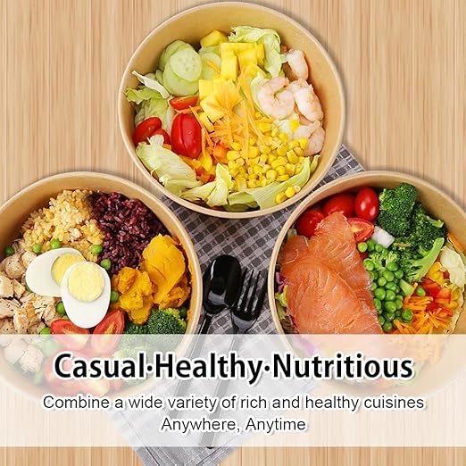 36Oz 50Pcs Large Paper Bowls with Lids, Disposable Soup Serving Bowls Bulk Party Supplies for Hot/Cold Food, Soup (36 OZ)