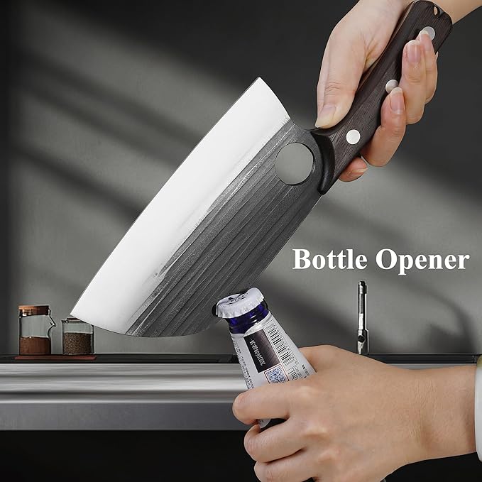 SHANGDAO 7" Deba Knife, Hand Forged Cleaver Butcher Knife for Meat Cutting, Japanese Kitchen Viking Knife with Sheath, Cooking Knife for Kitchen and Outdoor Camping, Thanksgiving Christmas Gifts