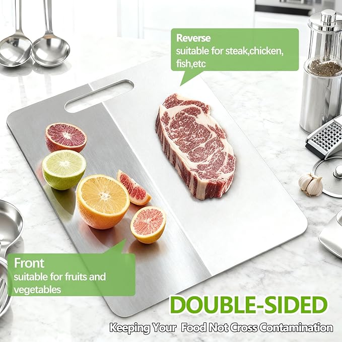Tavano Titanium Cutting Board,100% Pure Titanium Cutting Boards for Kitchen,2026 New Non Toxic,Double-Sided Food Grade Chopping Board for Meat,Vegetable,Fruit,Outdoor Camping(XL-1PC:18.1 * 11.8'')