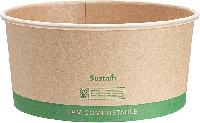Restaurantware Paper Food Containers 50 Pack Of 44 oz Disposable Round Kraft Salad Bowls Sustainable Stackable Greaseproof Meal Prep Take Out Containers For Ice Creams, Soups, Snacks And Desserts