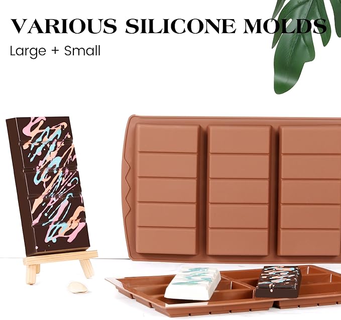 1 Pc Chocolate Bar Mold Deep Large Chocolate Molds Silicone Break Apart Thick Silicone Molds for Candy Bar (5 Snap）