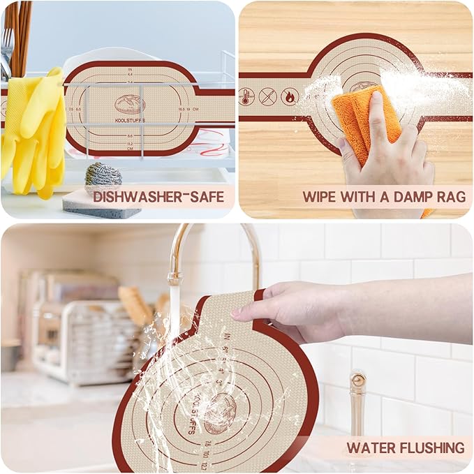 Silicone Bread Sling Oval and Round, 2 PCS Nonstick＆Reusable Bread Baking Mats, Easy-To-Clean Dutch Oven Liners, Sourdough Bread Baking Supplies (Oval and Round, Red)