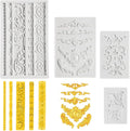 4 Pcs Baroque Style Silicone Molds Curlicues Scroll Lace Fondant Molds Relief Flower Mould Filigree Mold 3D Sculpted for Gummy Sugar, Cupcake Topper, Polymer Clay, Crafting Projects