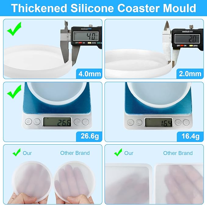 4 PCS Thickened Coaster Resin Molds, Coaster Silicone Molds for Epoxy Resin, Coaster Molds for Resin Casting, Epoxy Resin Molds for DIY Resin Coasters Bowl mats, Candle Holders, Home Decoration