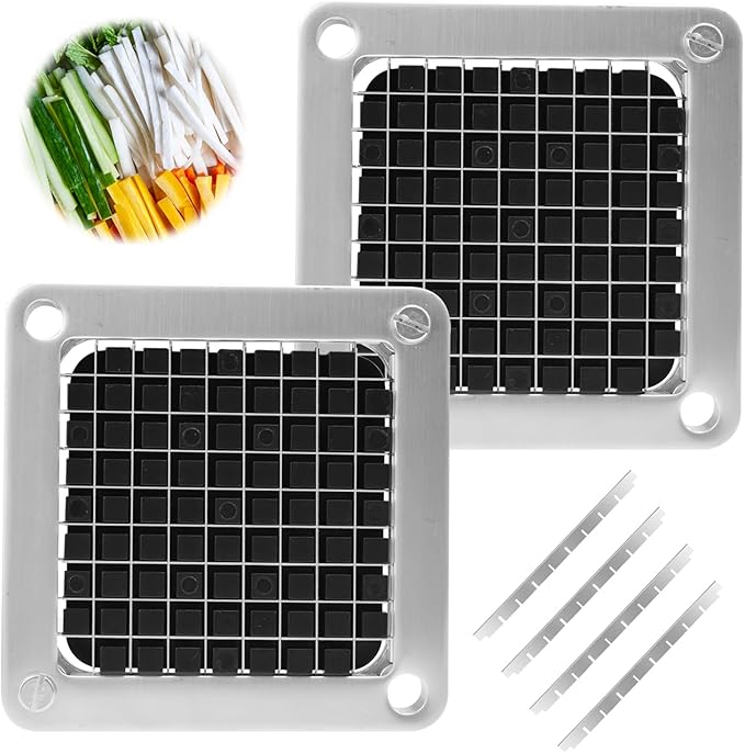 2 PCS Replacement Chopper 3/8" Blade, Commercial Vegetable Chopper Dicer, French Fry Cutter Stainless Steel Blade for Fruit Cutting Machine Tomato Onion Pusher Block