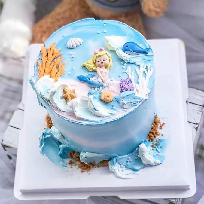 5 PCS Marine Theme Fondant Silicone Mold Seaweed Sea Fish Coral Sea Turtle Shape DIY Handmade Baking Tools, For Theme Cake Cookie Chocolate Candy Decoration Fondant Polymer Clay