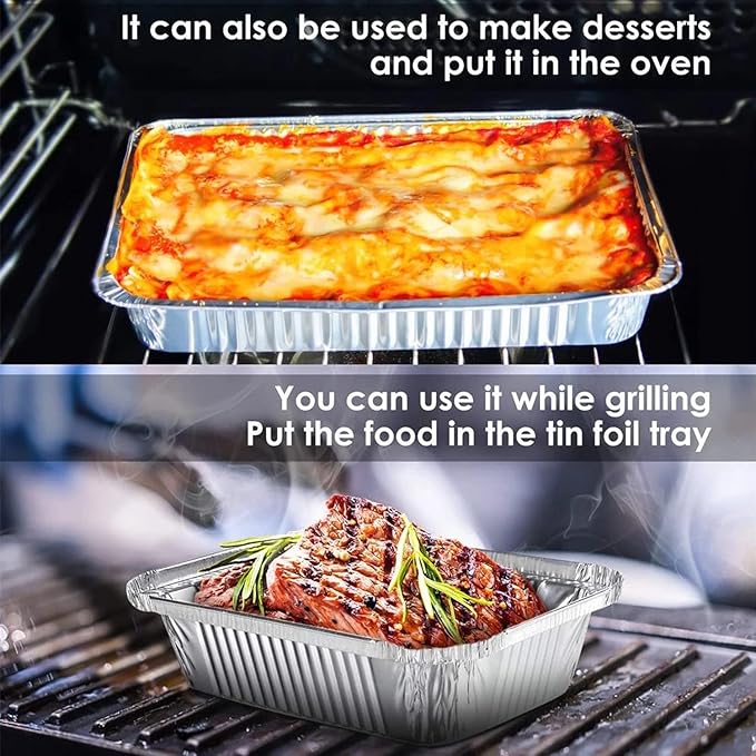 Aluminum Pans 9x13 Disposable Foil Pans (10 Pack) Half Size Deep Steam Table Pans Extra Thick for Baking, Cooking, Roasting, Heating, Serving & Lining Steam-Table Trays