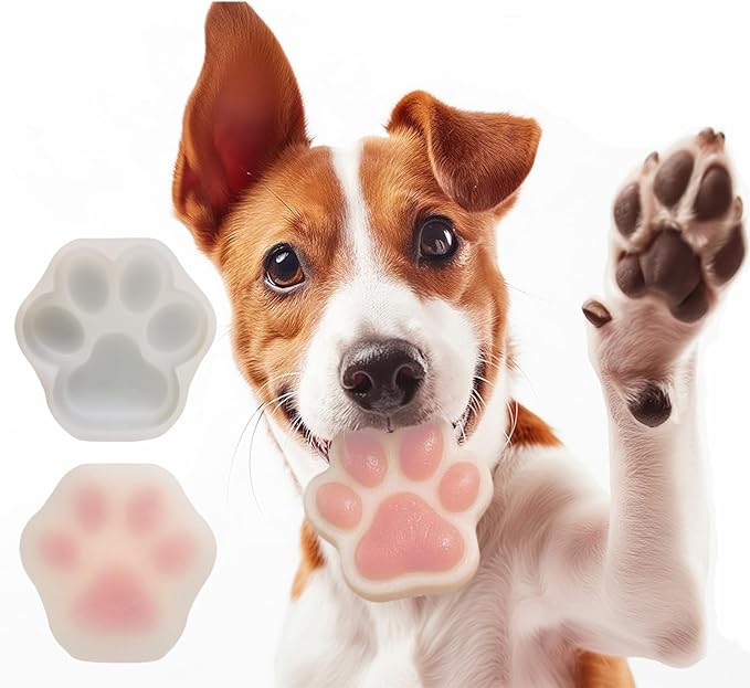 4IN Big Paw Shape Dog Cat Treat Molds 2 Pack, DIY Flavors for Puppy. Food Safe Silicone for Oven. Large Ice Cube Molds for Pet Chew, Cooling, Pets Birthday Cake Baking. Fun Gifts for Dog Lover