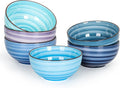 KitchenTour Dessert Bowls Set of 6, 12 OZ Ceramic Cereal Bowls for Kitchen, 4.7 Inch Small Bowls for Snack, Fruit, Ice Cream - Microwave & Dishwasher Safe, Assorted Cool Colors