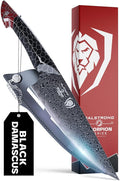 Dalstrong 8 in Chef Knife - Scorpion Series - Exclusive Japanese V12 Ultra™ Steel - Black Damascus - Black & Red Honeycomb Resin Handle - w/ 8 inch chef knife sheath