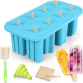 Popsicles Molds, 8-Cavity Silicone Popsicle Molds with 50 Sticks, BPA-Free Ice Pop Mold Popsicle Maker with Funnel & Cleaning Brush for Kids Adult Teens