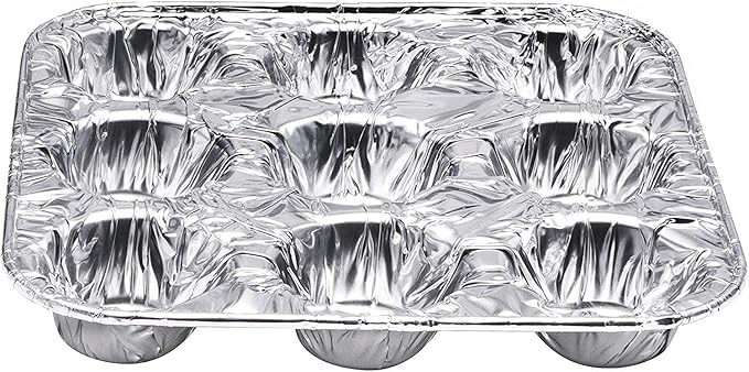9-Cavity Mini Cupcake and Muffin Pans | Disposable Aluminium Baking Pans | Use for Baking Mini Muffin, Cupcake, Cake | For Weddings, Parties, Birthdays, Gatherings (12 Pack)