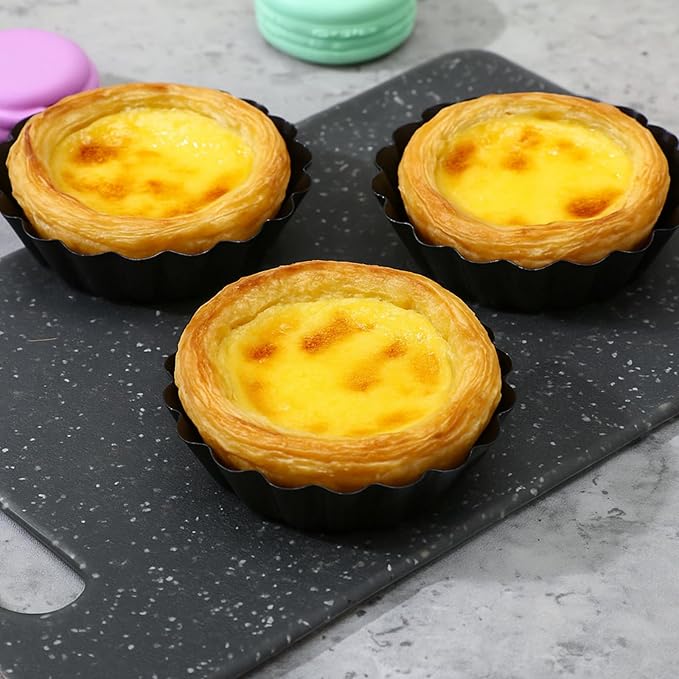 24 Pcs Mini Pie Tart Pans 3" with Removable Bottom Round Nonstick Quiche Pan Bakeware Egg Tart Molds Fluted Side Small Quiche Pans Steel Mini Pie Tins for Pies Mousse Cheese Cake Dessert