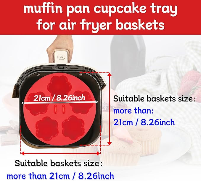 Silicone Air Fryer Muffin Pan Egg Bite Mold for Oven Baking,1 pcs With 100bags Mini Muffin Tins Cups Cake Pan Tray for Air Fryer Liners Basket Accessories Baking Muffin Cakes Pancake Quiche