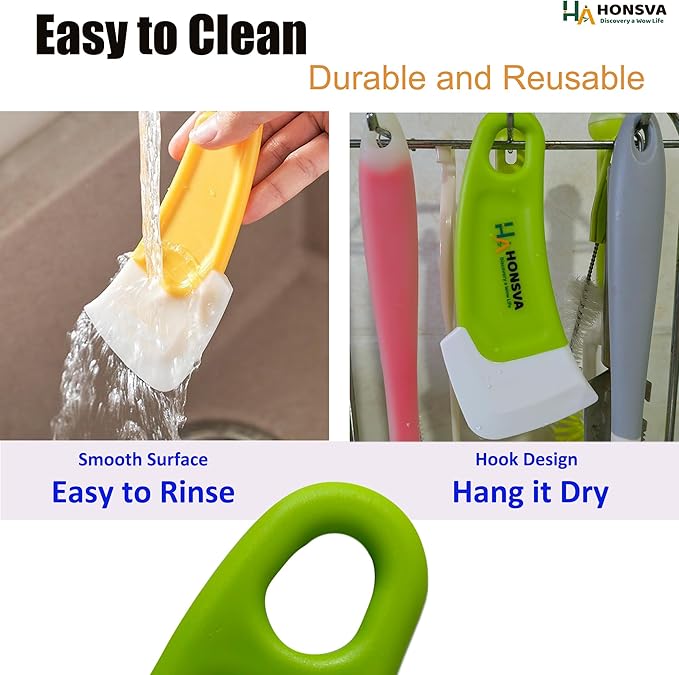 Silicone Dish Scraper to Kitchen Cleaning for Pans, Pots, Bowls, Non-stick Scraping Spatulas Tool,3 Pcs (Yellow, Green and Red)