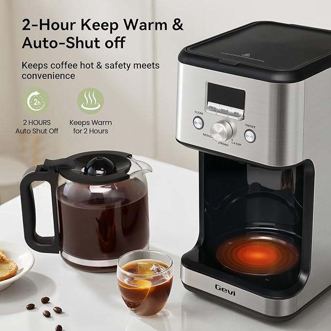 Gevi 14 Cup Coffee Maker Programmable with 1-4 Cup Setting,Stainless Steel Drip Coffee Machine, Strong Brew,Pause-Serve,Keep warm & Auto Shut off