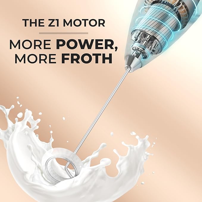 Zulay Powerful Milk Frother for Coffee with Powerful Motor - Handheld Frother Electric Whisk, Milk Foamer, Mini Mixer & Coffee Blender Frother for Frappe, Latte, Matcha, No Stand - Marble