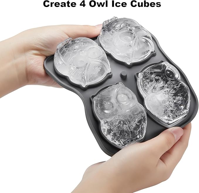 Nax Caki 3D Owl Ice Cube Mold Fun Shapes, Hedwig Owl Gifts for Women & Harry-Potters Movie Lovers, Cute Large Craft Ice Mold, Big Cat Ice Cube Trays for Whiskey Cocktails Bourbon