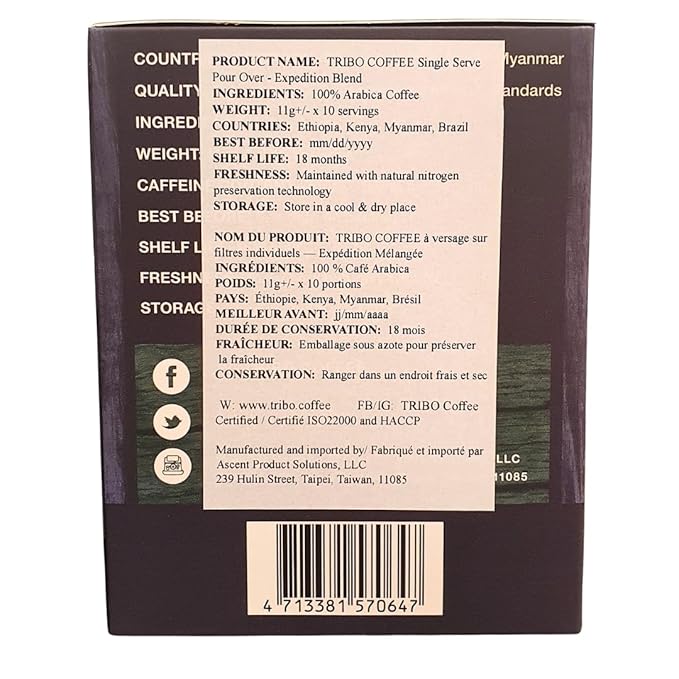 Tribo Coffee Single-Serve Portable Pour Over Drip Coffee - Expedition Blend - 10 Servings (Medium Roast)