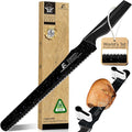 2025 Upgrade Bread Knife for Homemade Bread, World‘s 1st Double Serrated Knife with 5 Thickness Adjustable Slicing Guide, Stainless Steel Bread Cutter, Razor Sharp for Sourdough, Black