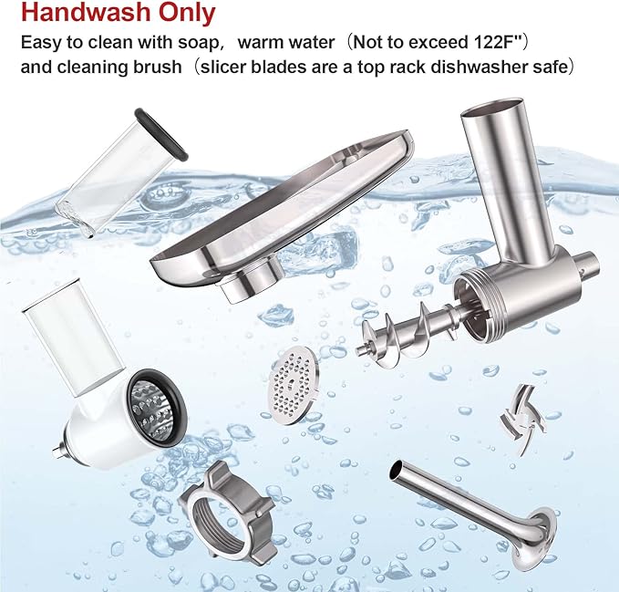 Meat Grinder & Slicer Shredder Attachments for KitchenAid Stand Mixer, Meat Grinder with Sausage Stuffer Tubes and Slicer Shredder Set, 2 Pcs Attachment Set for KitchenAid Mixers By Cofun