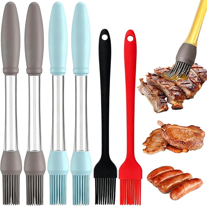6 PCS Basting Brush for Cooking, Upgraded Pastry Brush, Heat-Resistant Silicone Brush for BBQ, Baking, Perfect Barbecue Tools and Kitchen Gadgets, Suitable for kitchen and Outdoor Use.