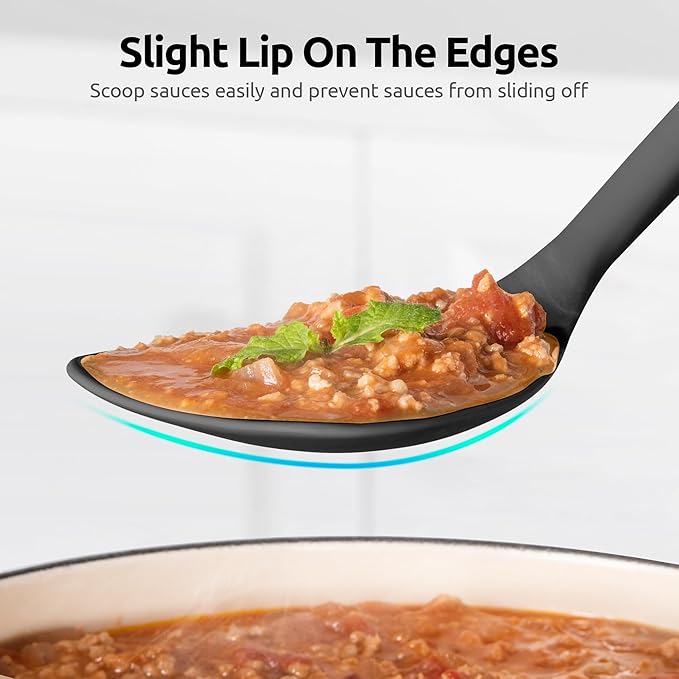 U-Taste 600ºF Heat Resistant Wok Spatula: 13.76" Long, 3.63" Wide Silicone Cooking Utensils with Flexible Edge & Sturdy Core, for Kitchen Stir Fry, Serving, Scoop, Non-Stick Pan, Carbon Steel (Black)