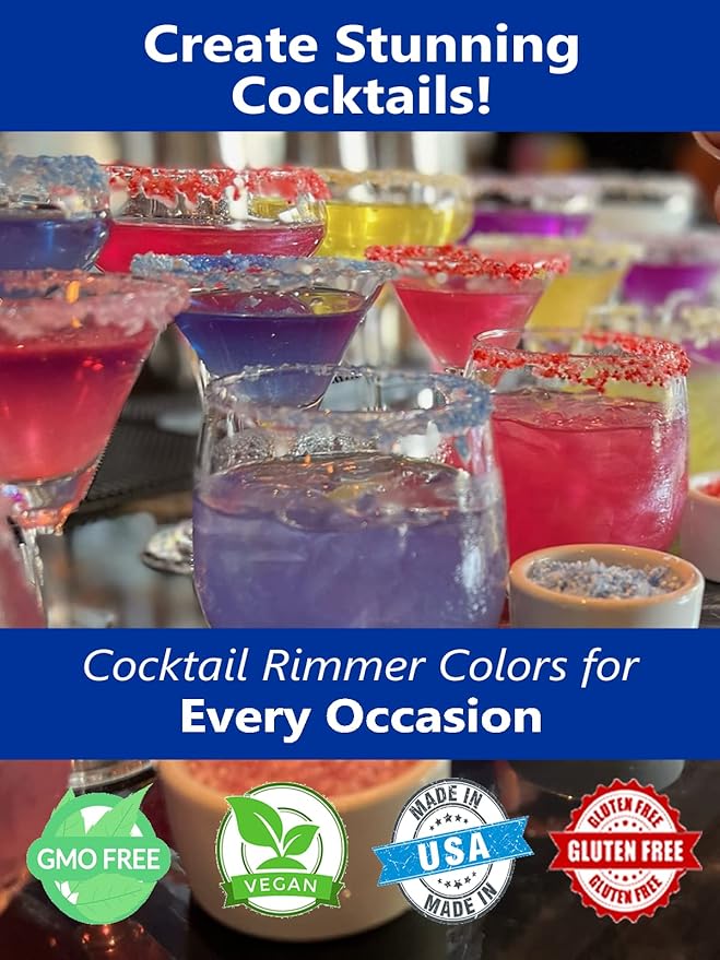 Snowy River Pink, Cocktail & Margarita Sugar Rimmer - Vibrant Color Glass Rimming Sugar with Medium Crystal Texture - 8oz