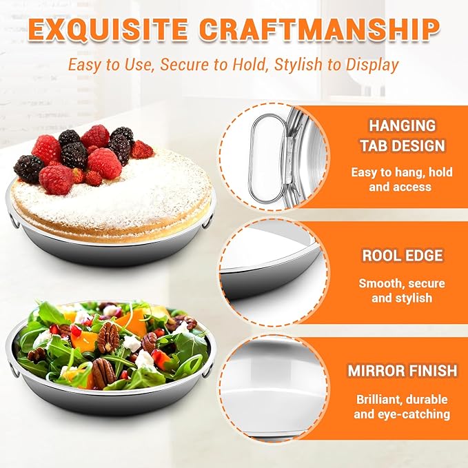 BEWOS 103 Pcs 7.4" Round Cake Pans - Nonstick Stainless Steel Cake Pans with 100 Pcs Parchment Paper, Non-Toxic Cake Baking Pans with Handles, Mirror Finish & Dishwasher Safe